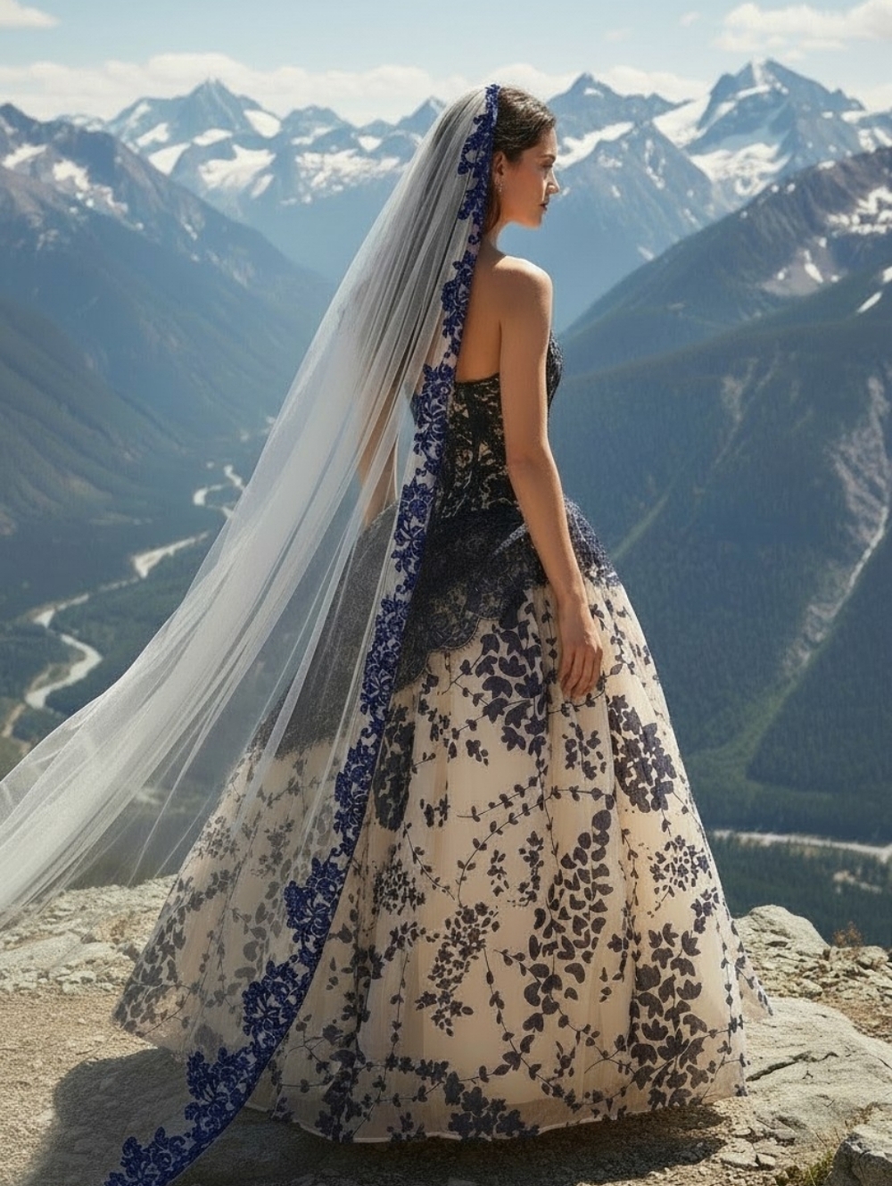 EMÉ di EMÉ Navy Lace Dress with Ivory Lining